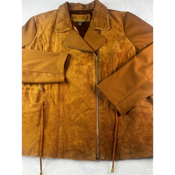 IMAN Jackets & Blazers - IMAN Genuine Leather Suede Moto‎ Jacket Women's 1X Brown Zipper Pockets